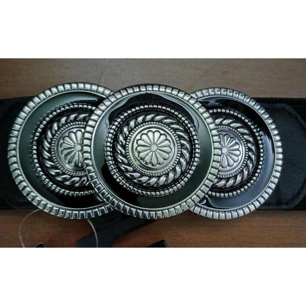 I.N.C International Concepts Women's 2X Stretch Fabric Round Medallions Belt - Picture 3 of 10